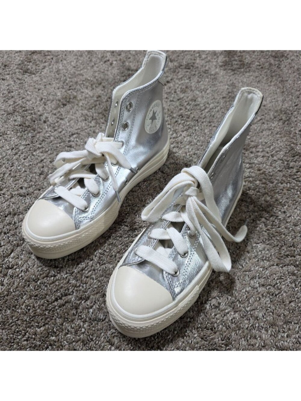 Converse Chuck Taylor All Star Lift Women's 8 Silver Metallic Platform A09902C